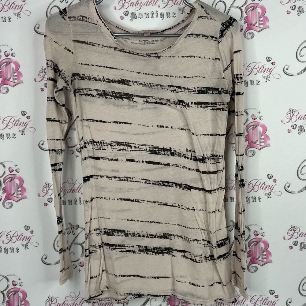 Philosophy long sleeve striped Beige and Black Striped Blouse
